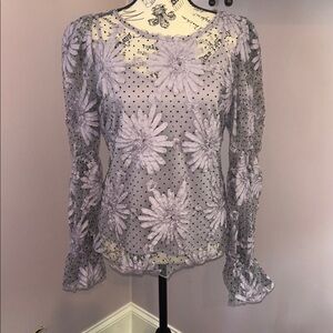 Anthropologie Eva Franco Floral Lace Lavender Top Small 🎉